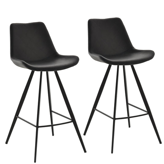 Set of 2 Microfiber Cloth Bar Stools, Multi-functional Kitchen Stools, Bar Chair with Metal Leg Padded Cushion Seat for 