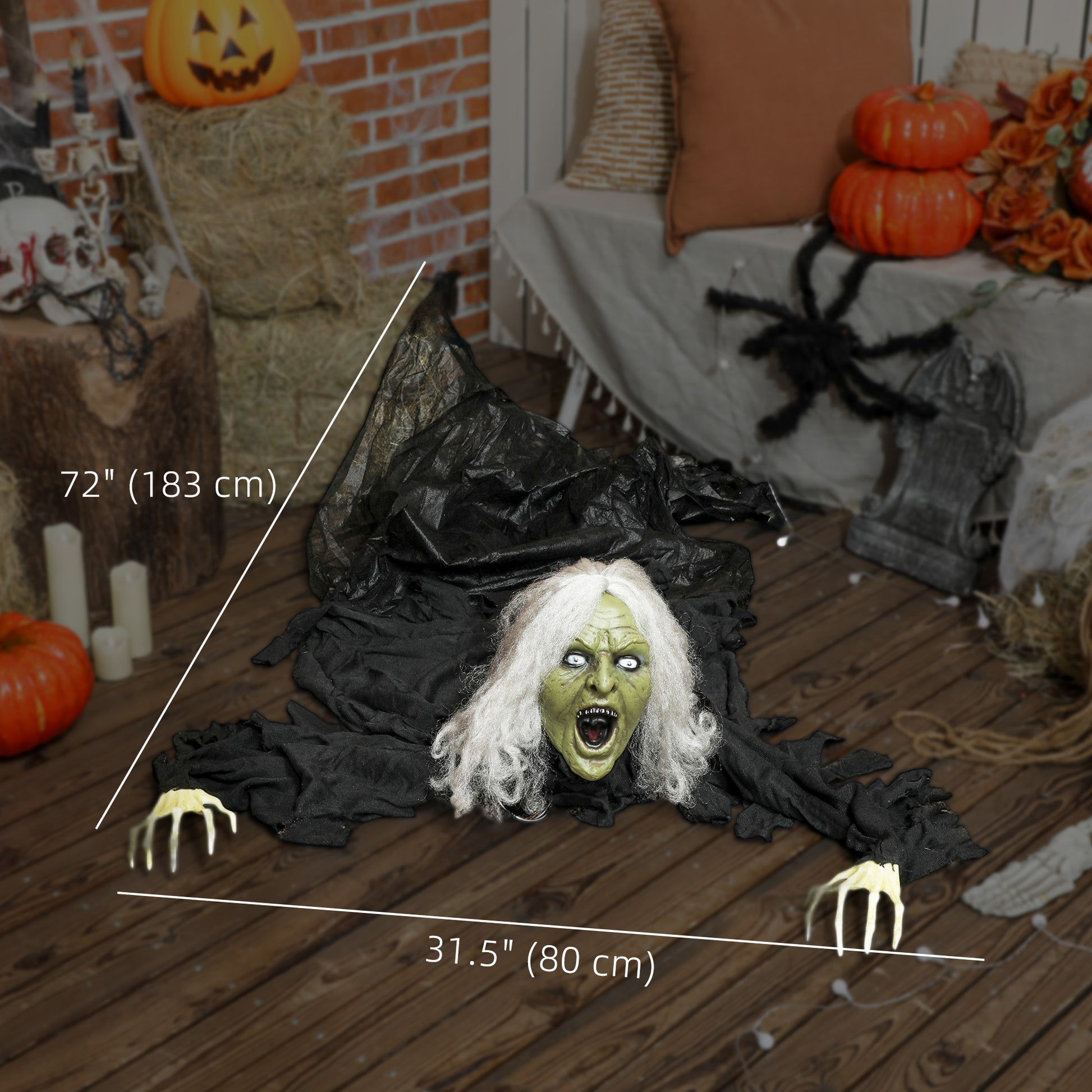 72" Life Size Halloween Animated Crawling Zombie with Glowing LED Eyes, Battery Operated, Indoor Outdoor Party Props