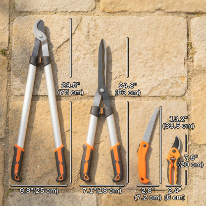 4 Pcs Pruning Shears Set with Hedge Shears, Loppers, Garden Secateurs and Folding Hand Saw with Aluminum Handle