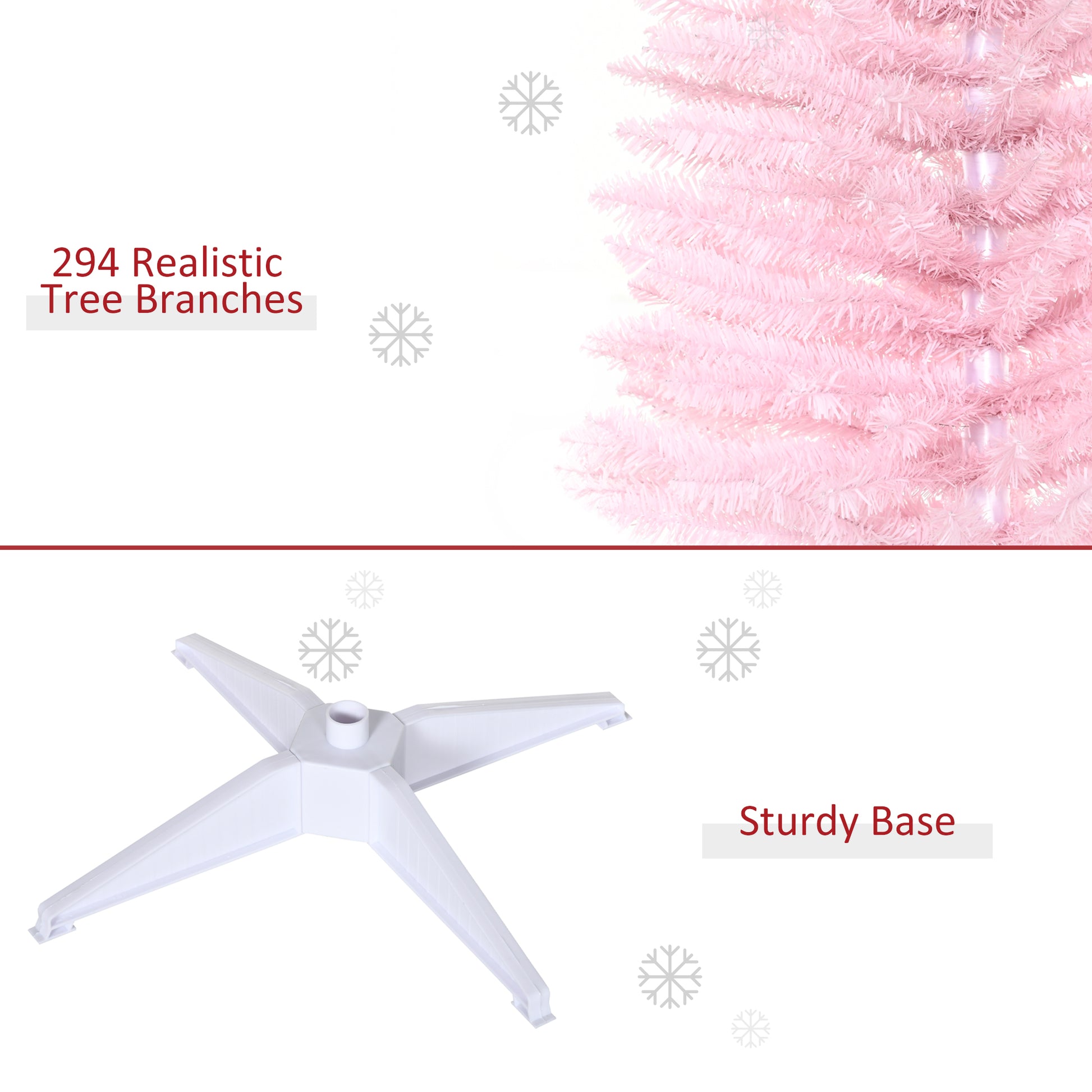 5FT Artificial Christmas Tree, Pencil Christmas Tree with Realistic Branches, Stable Stand, Pink