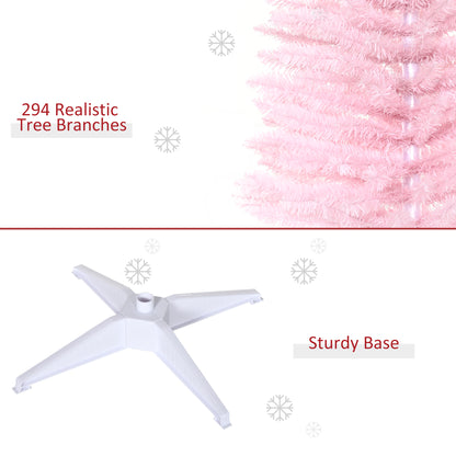 5FT Artificial Christmas Tree, Pencil Christmas Tree with Realistic Branches, Stable Stand, Pink
