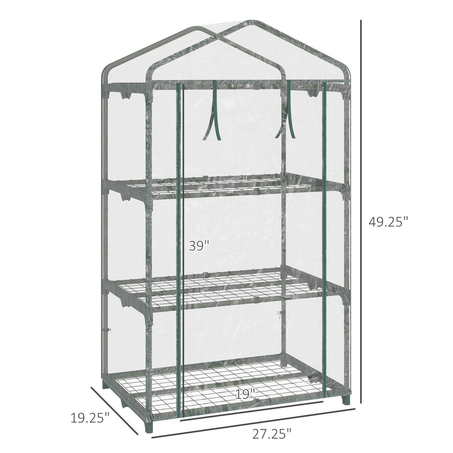 3 Tier Mini Greenhouse, Portable Outdoor Flower Stand with Shelf Clips, Indoor Greenhouse with Plastic Cover and Steel F
