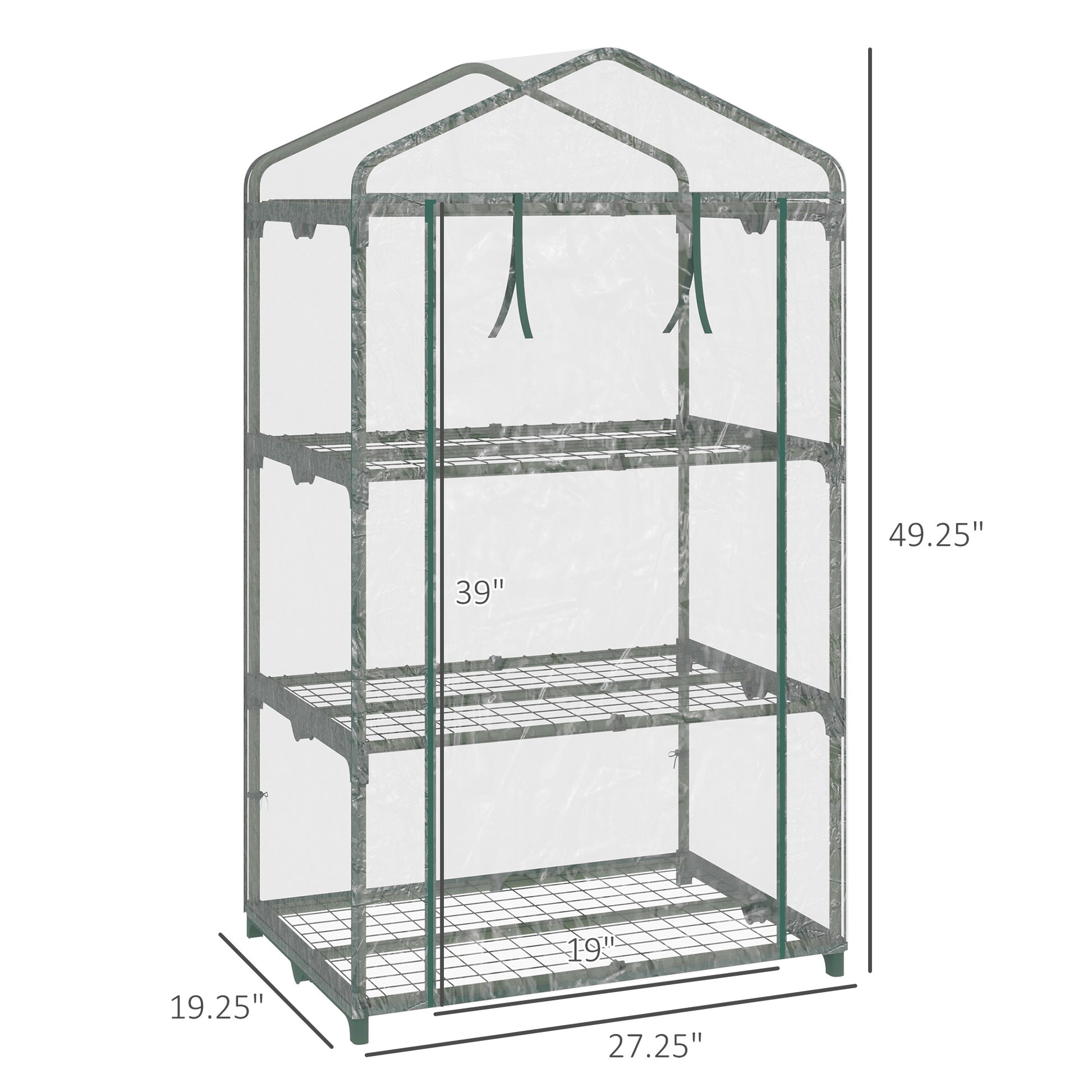 3 Tier Mini Greenhouse, Portable Outdoor Flower Stand with Shelf Clips, Indoor Greenhouse with Plastic Cover and Steel F
