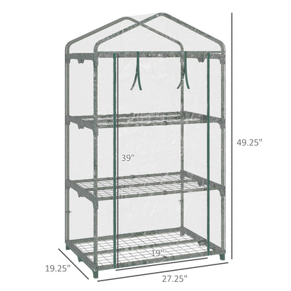 3 Tier Mini Greenhouse, Portable Outdoor Flower Stand with Shelf Clips, Indoor Greenhouse with Plastic Cover and Steel F