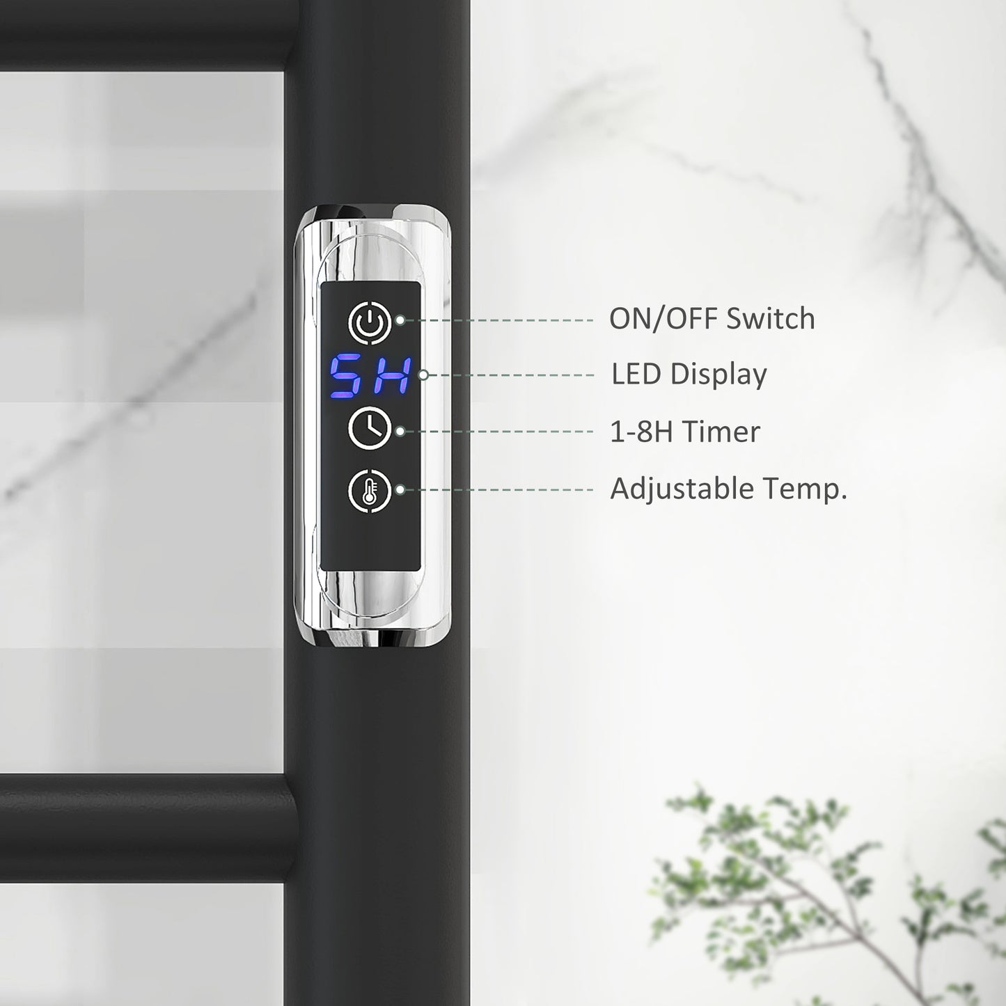 Wall Mounted Heated Towel Rack 10-Bar Electric Towel Warmer with Timer Adjustable Temperature Plug-in