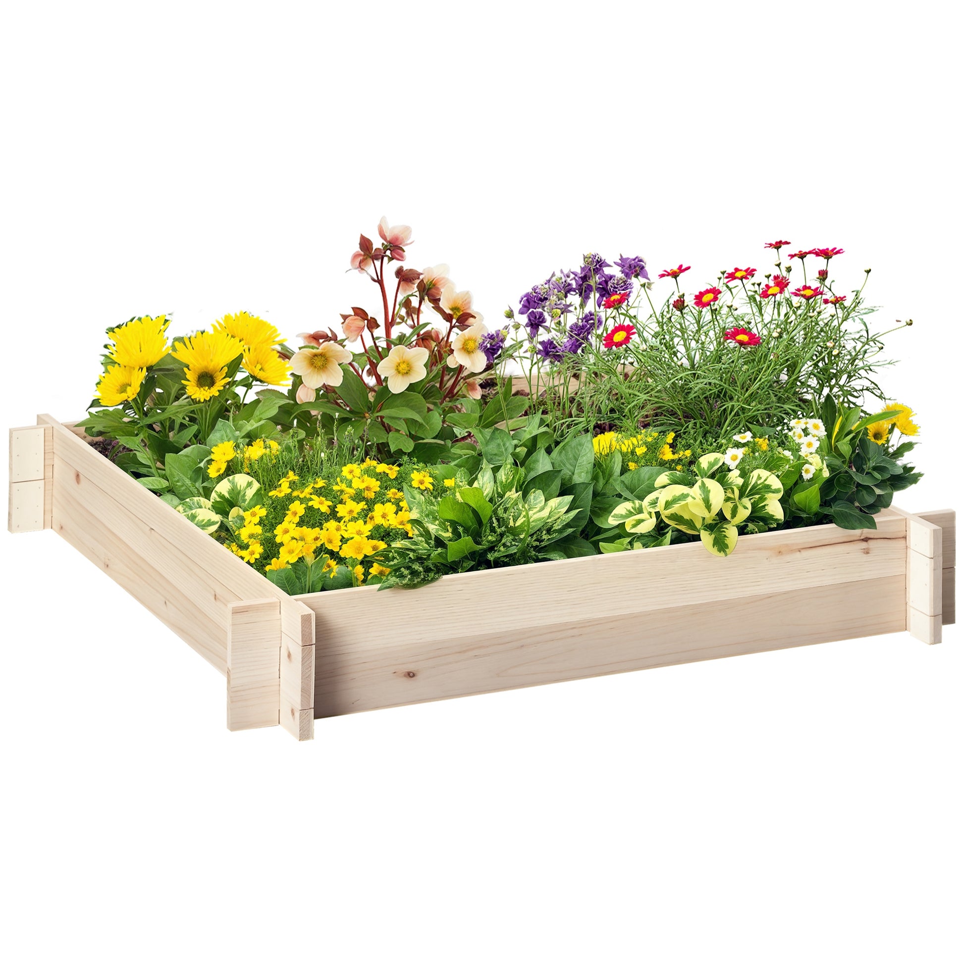 39'' x 39'' Screwless Raised Garden Bed, Wooden Planter Box, Easy DIY Herb Garden for Vegetable Flower Herb Outdoor Lawn