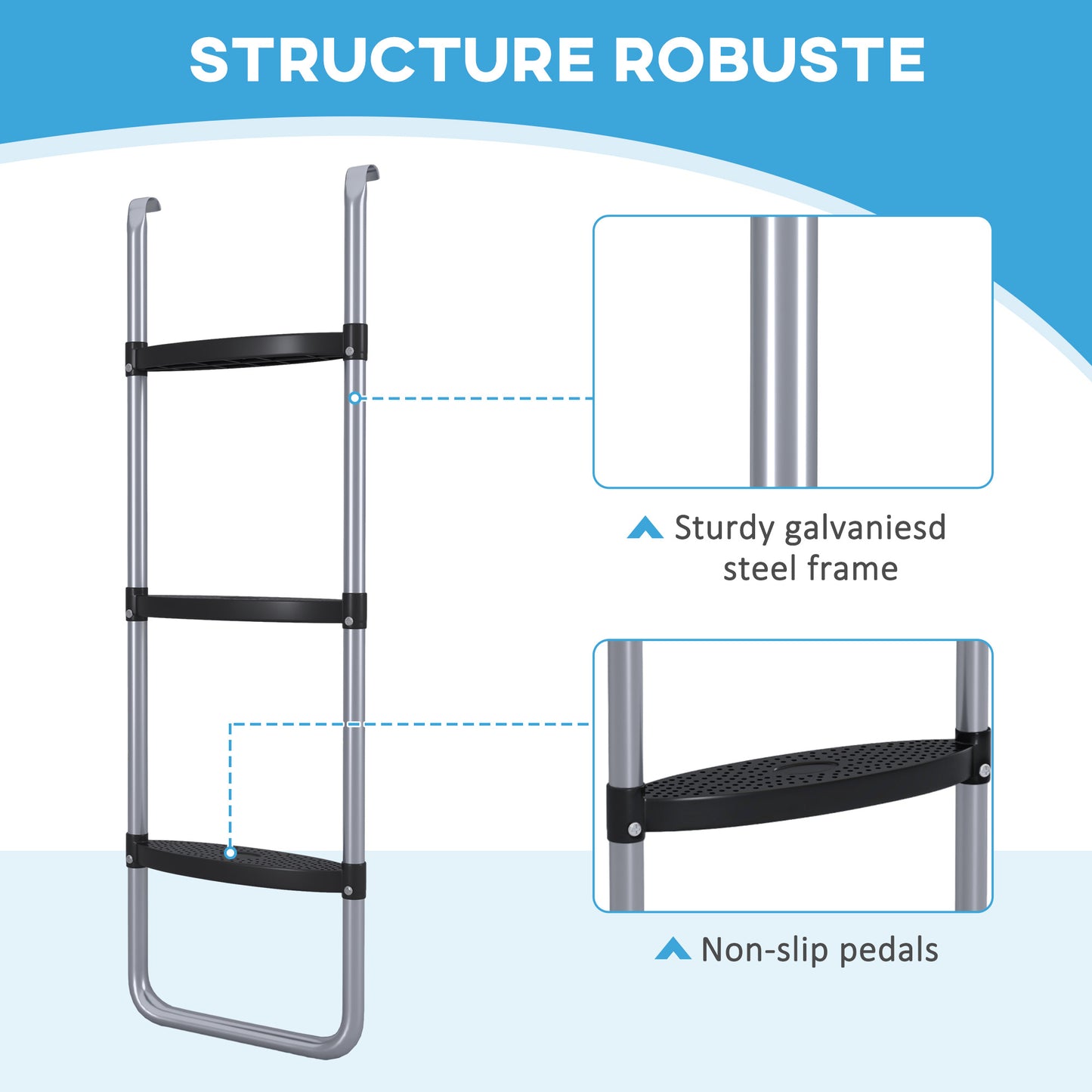 Soozier Trampoline Ladder Steel, 2/3 Steps Outdoor Trampoline Accessories, 38 Inch Length