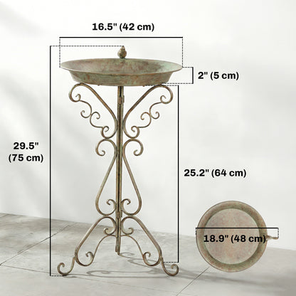 30" Tall Bird Bath with Bird Statue and Decorative Stand, Freestanding Vintage Garden BirdBath Bowl Pedestal
