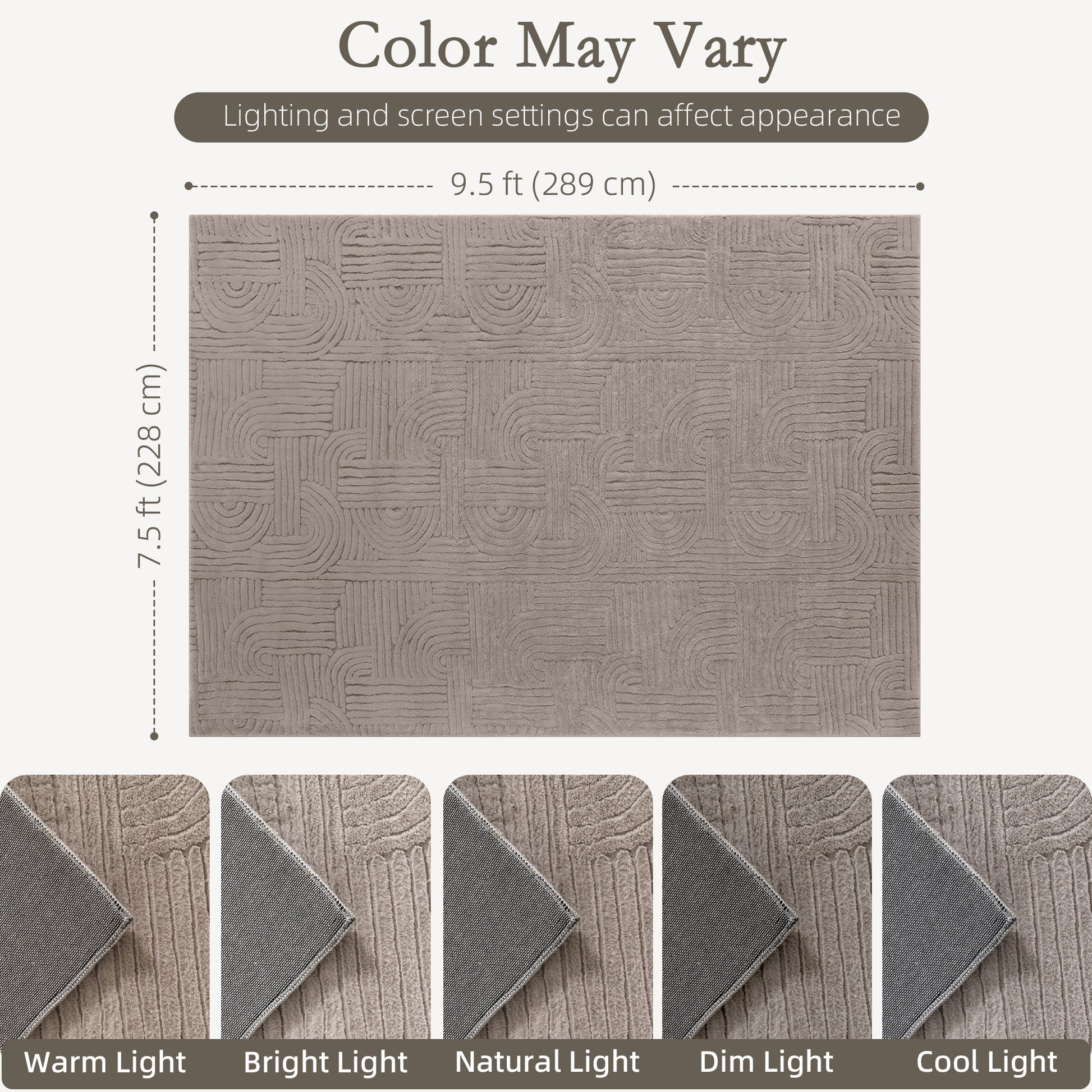 7.5x9.5 Area Rug, Luxurious Faux Fur Rug, Non-Slip Floor Carpet for Living Room, Bedroom, Dining Room, Tan