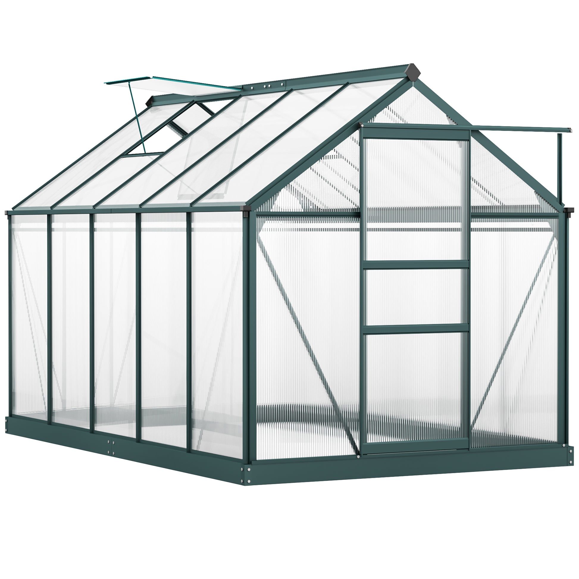 6' x 10' x 6.6' Polycarbonate Greenhouse, Walk-In Green House Kit Garden, Plants Grow, Galvanized Sheet Aluminum Frame w