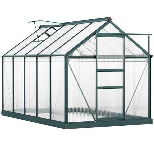 6' x 10' x 6.6' Polycarbonate Greenhouse, Walk-In Green House Kit Garden, Plants Grow, Galvanized Sheet Aluminum Frame w