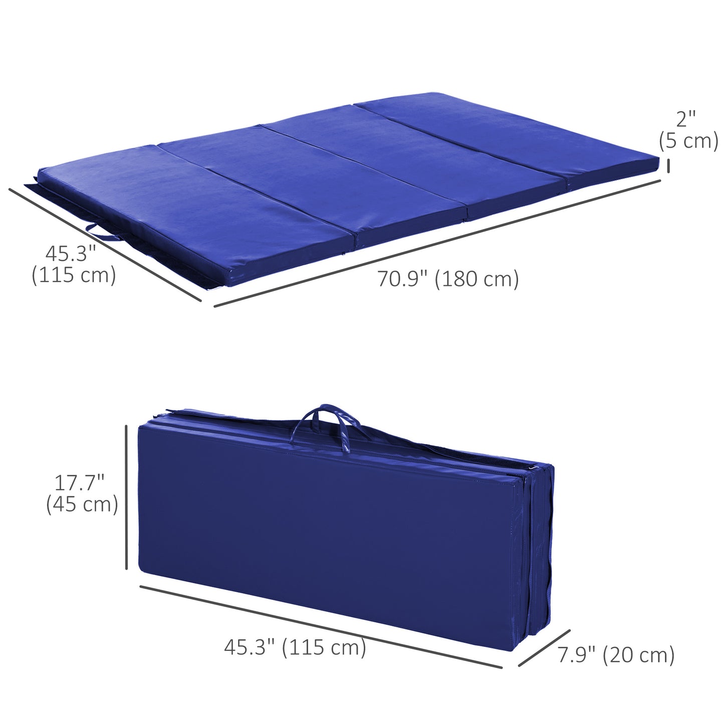 Soozier 4'x6'x2'' Folding Gymnastics Tumbling Mat, Exercise Mat  with Carrying Handles for Yoga, MMA, Martial Arts, Stre
