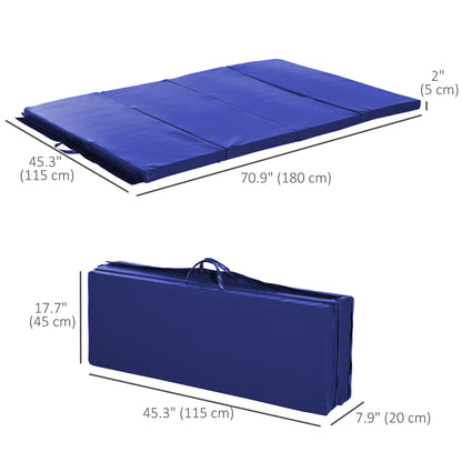 Soozier 4'x6'x2'' Folding Gymnastics Tumbling Mat, Exercise Mat  with Carrying Handles for Yoga, MMA, Martial Arts, Stre