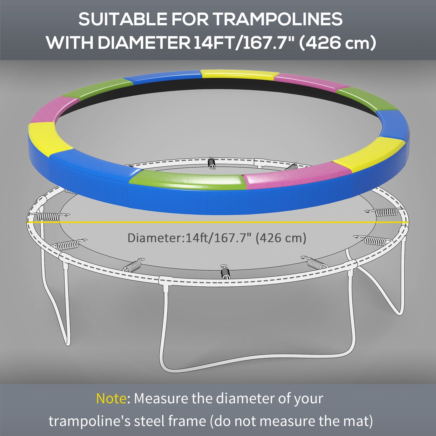 Soozier 14FT Trampoline Spring Cover, Trampoline Pad Replacement, Waterproof and Tear-Resistant, All-Weather Trampoline 
