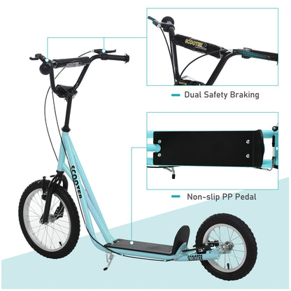 VarietyKart Youth Kick Scooter with Adjustable Handlebar and 16'' Inflatable Rubber Wheel for Kids and Teens 5+ Year Old