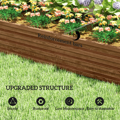 L-Shaped Raised Garden Bed, 82" x 109" x 12" Galvanized Steel Planter Box with Multi-reinforced Rods for Vegetables, Flo