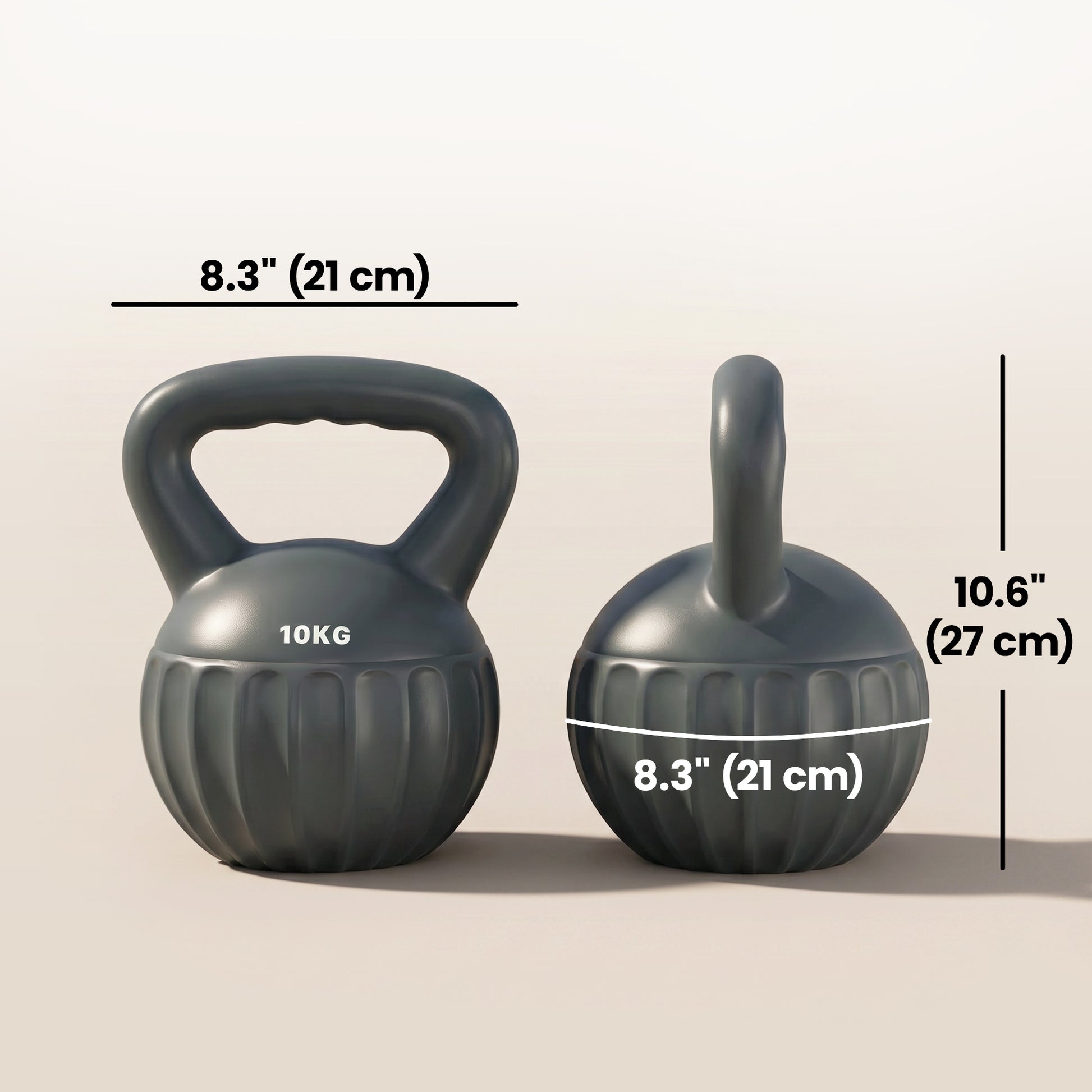 Soozier Kettlebell, 22 lbs Kettle Bell with Non-Slip Handle for Home Gym, Weight Lifting and Strength Training, Grey