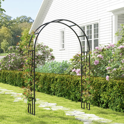 7.3ft Steel Garden Arch Trellis, Garden Arbor Trellis for Climbing Plants Roses Wisteria Vines, Flower Arch Wedding Arch