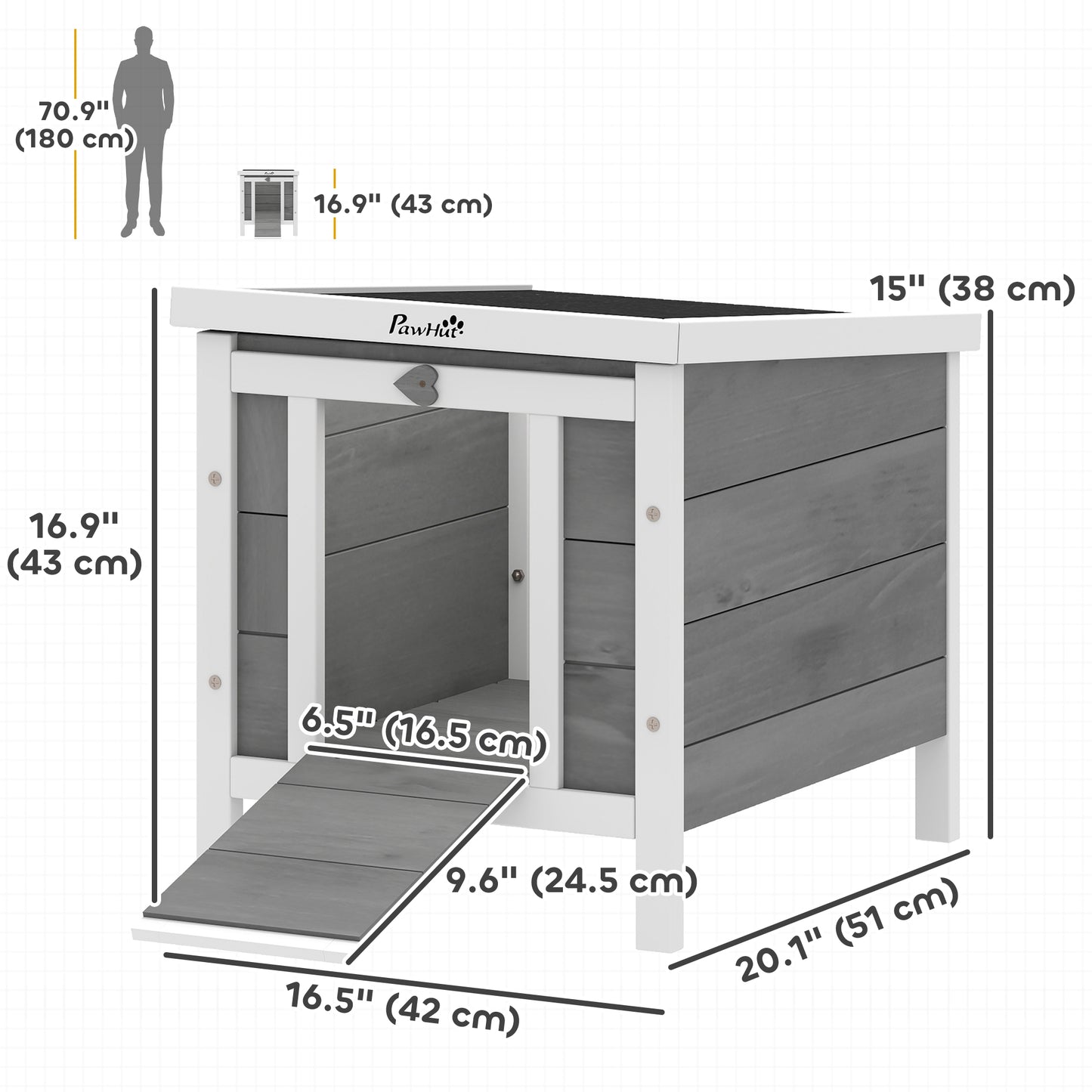 Wooden Rabbit Hutch, Bunny Cage with Waterproof & Openable Asphalt Roof, Outdoor Cat House Guinea Pig Cage Duck Shelter,