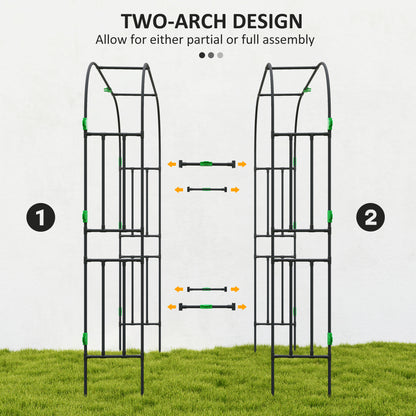 Arched Garden Trellis, 8 FT Tall Metal Plant Trellis Support with Trellis Netting for Climbing Plants