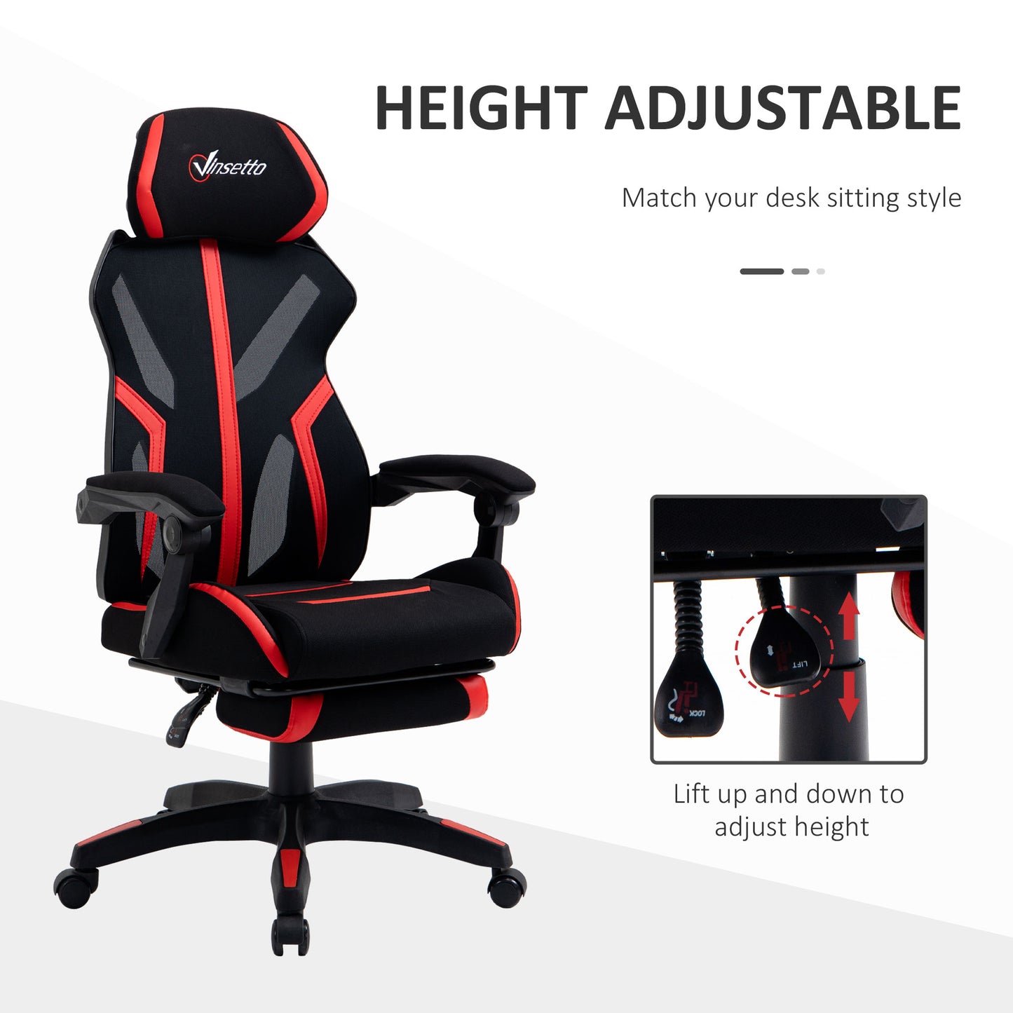 Racing Gaming Chair, Ergonomic Computer Chair with Footrest, Headrest, High Back Recliner Swivel Seat with Adjustable He