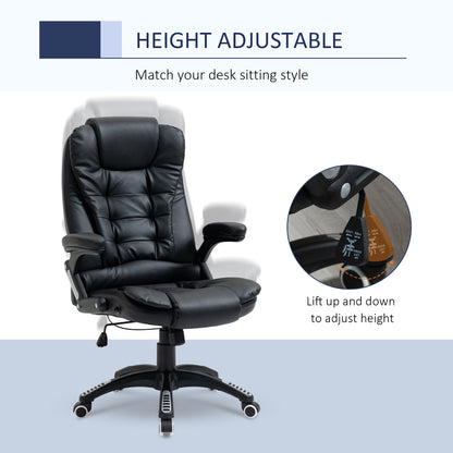Executive Chair PU Leather Recliner Office Chair, with Swivel Wheels, Arm, Adjustable Height, High Back, Black