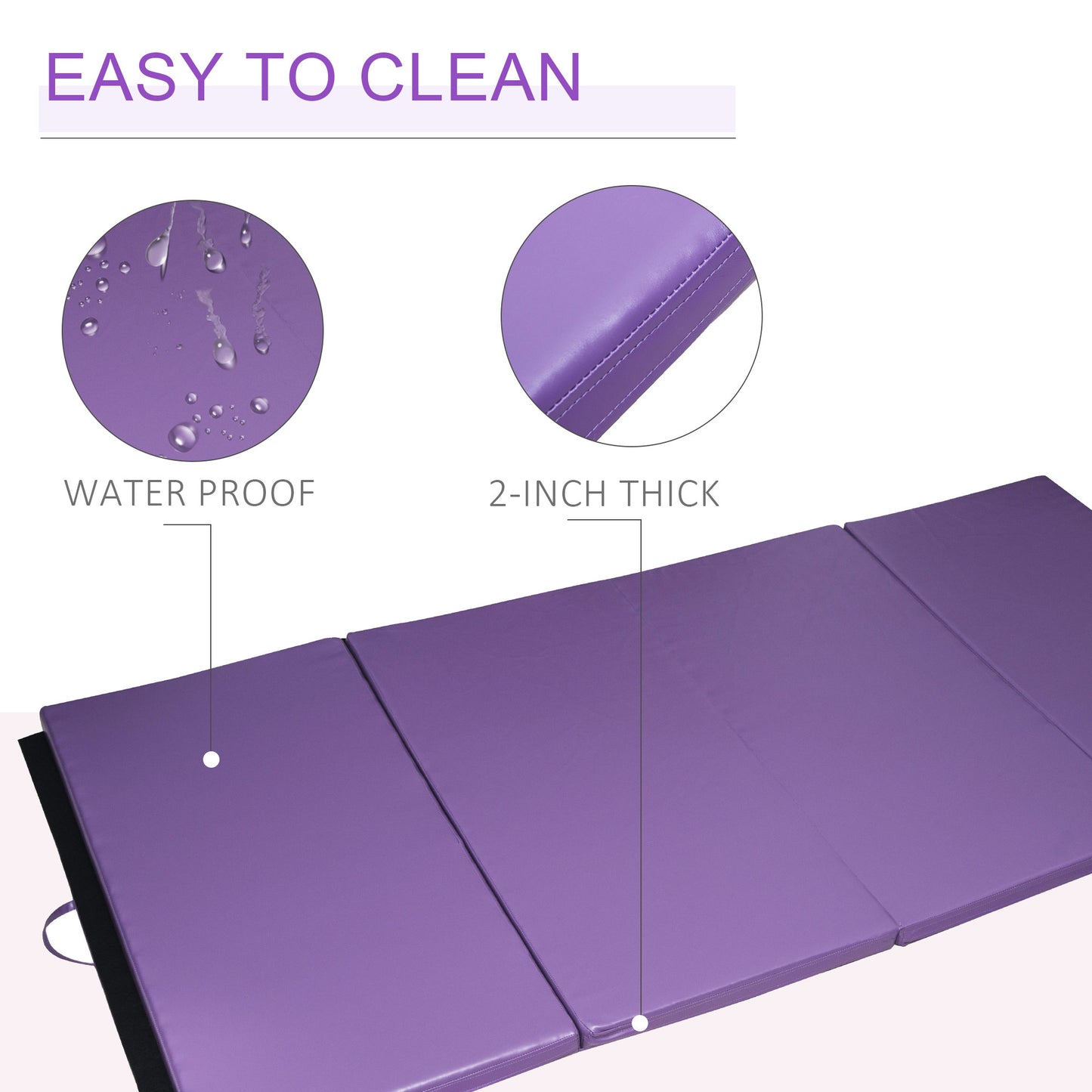 Soozier 4'x8'x2" Folding Gymnastics Tumbling Mat, Exercise Mat with Carrying Handles for Yoga, MMA, Martial Arts, Stretc