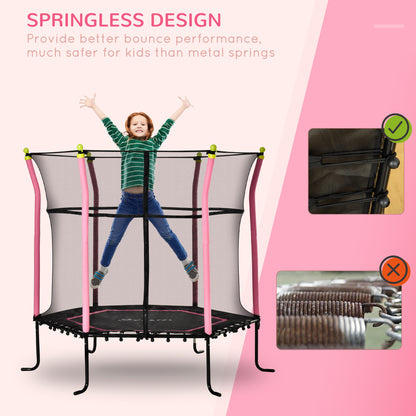 Soozier 63" Kids Trampoline Mini Indoor Bouncer Jumper with Enclosure Net Elastic Thick Padded Pole Gift for 3-6 Years, 