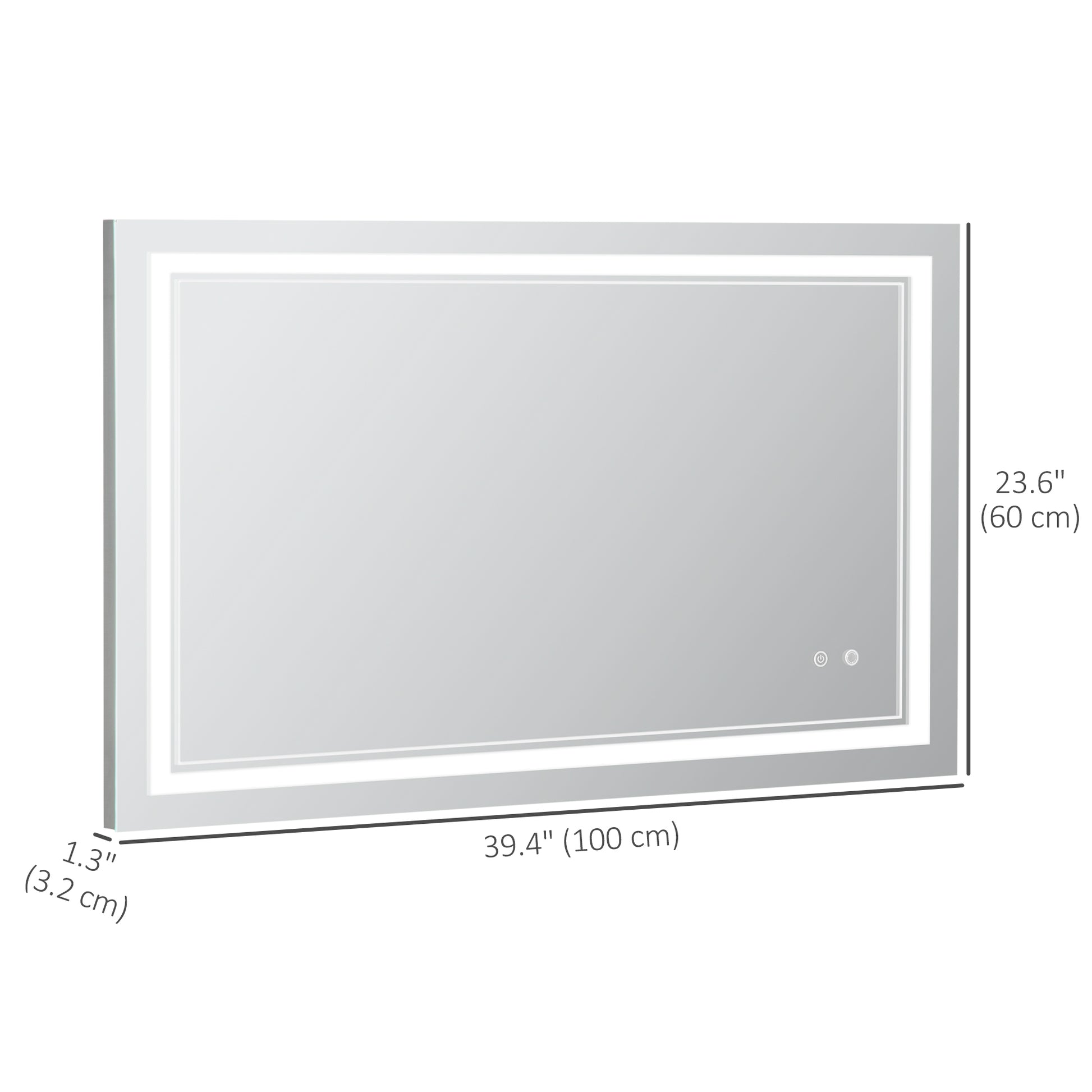 40" x 24" LED Bathroom Mirror, Dimmable Lighted Wall-Mounted Mirror, with 3 Colour, Smart Touch, Plug-in, Vertical or Ho