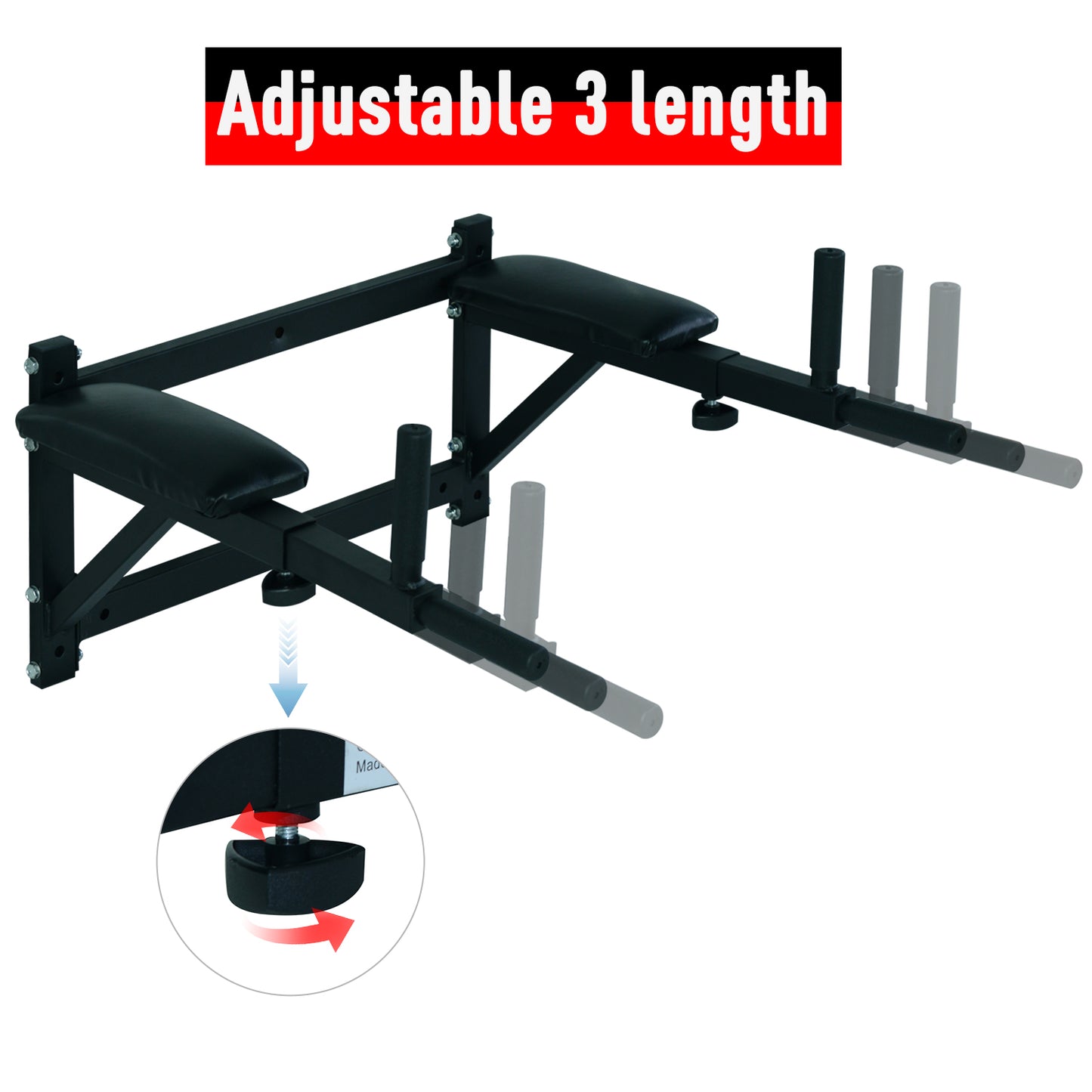 Soozier Wall Mounted Dip Station Multi-Function Power Tower Set Home Gym Pull Up Bar Chin Up Exercise Bar Knee Raise Tri