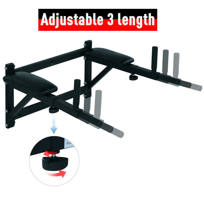 Soozier Wall Mounted Dip Station Multi-Function Power Tower Set Home Gym Pull Up Bar Chin Up Exercise Bar Knee Raise Tri
