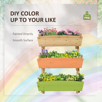 3 Tier Raised Garden Bed, 23.5" x 29.5" x 30.3" Vertical Wooden Elevated Planter Box Kit, Plant Stand for Flowers, Veget