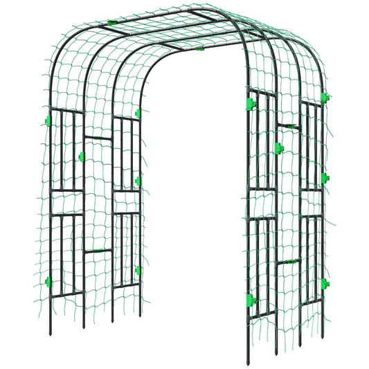 Arched Garden Trellis, 8 FT Tall Metal Plant Trellis Support with Trellis Netting for Climbing Plants