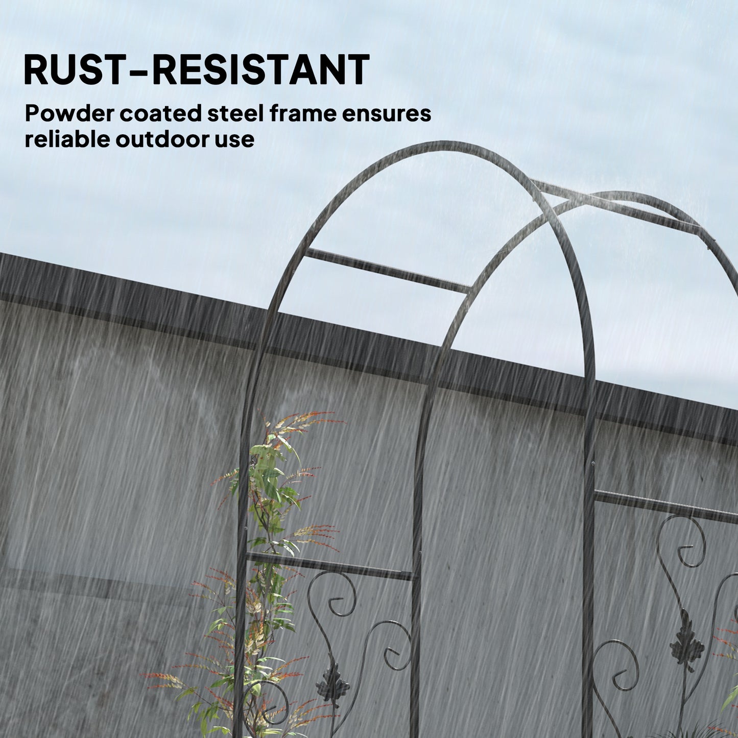 7ft Steel Garden Arch with Gate, Garden Arbor Trellis for Climbing Plants, Roses, Vines, Wedding Arch for Outdoor, Garde