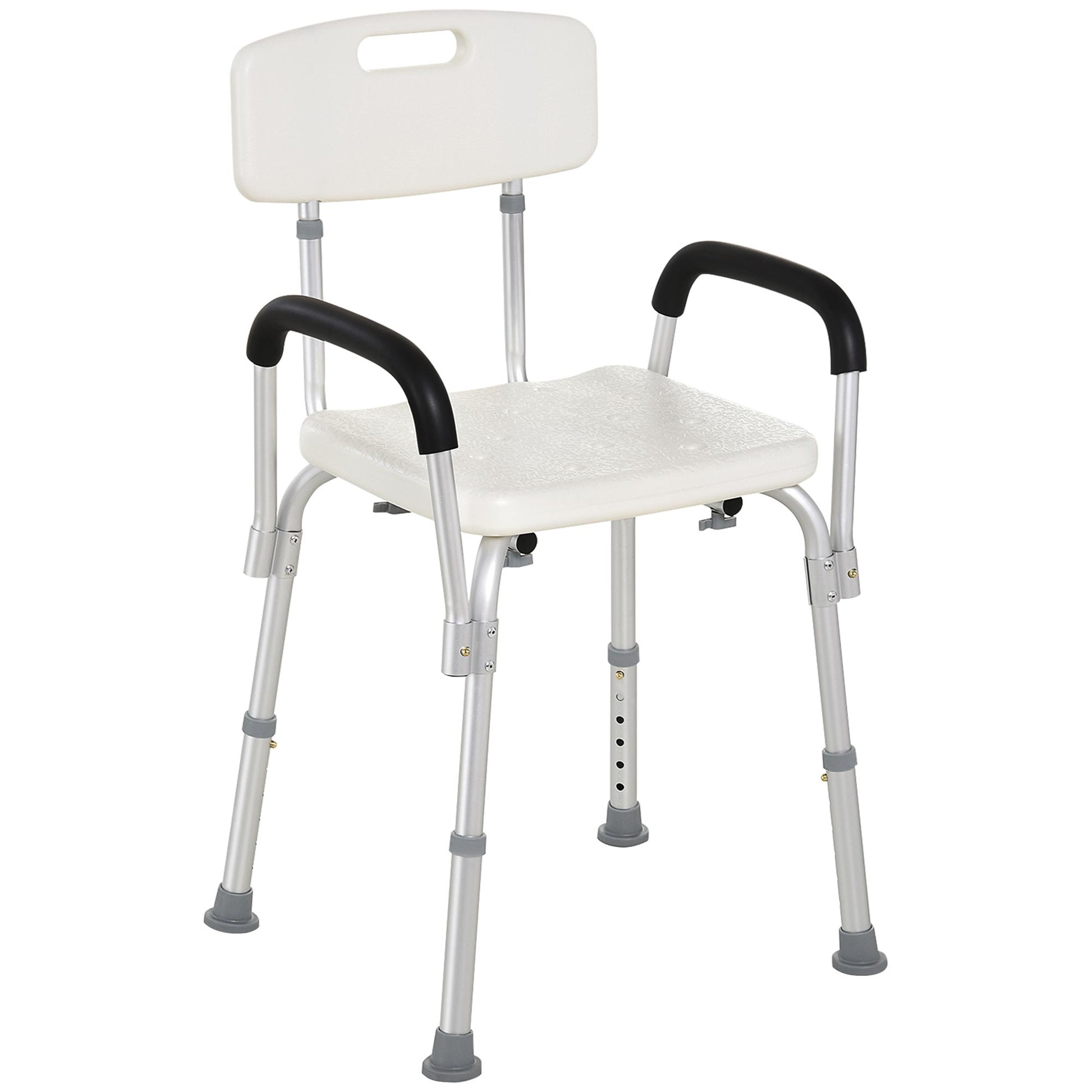 Adjustable Medical Shower Chair with Back, Bathtub Bench Bath Seat with Padded Arms, Non Slip Tub Safety for Disabled, S