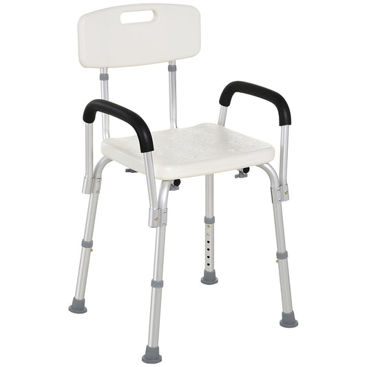 Adjustable Medical Shower Chair with Back, Bathtub Bench Bath Seat with Padded Arms, Non Slip Tub Safety for Disabled, S