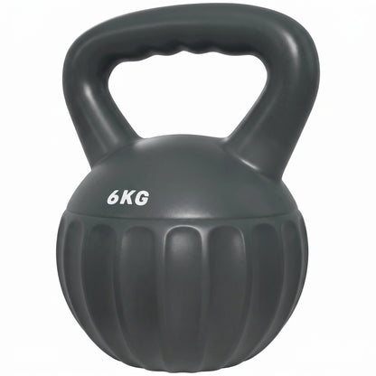 Soozier Kettlebell, 13 lbs Kettle Bell with Non-Slip Handle for Home Gym, Weight Lifting and Strength Training, Grey