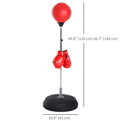 Soozier Boxing Bag with Stand, Freestanding Punching Bag with 49.6"-56.7" Adjustable Height, Fillable Base, Air Pump and