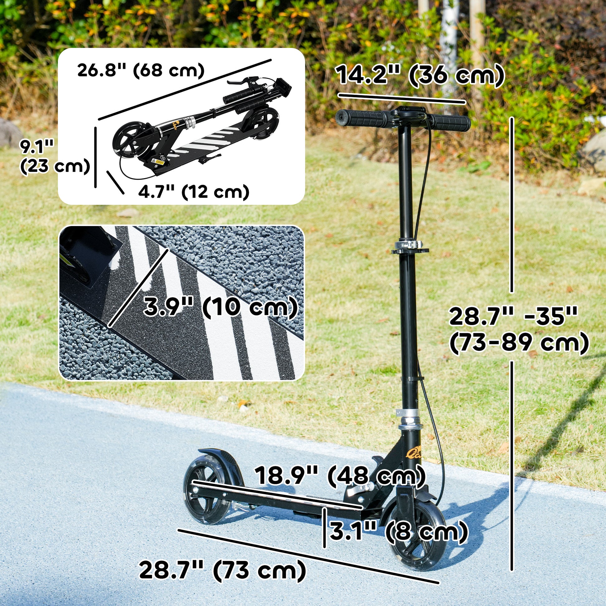 Qaba Scooter for Kids Ages 3-8 with Light Up Wheels, Adjustable Handlebar, Rear Brake & Handbrake for Girls and Boys, Bl