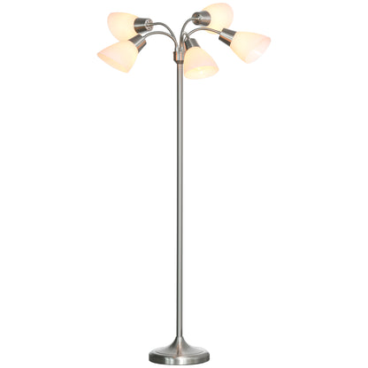 Arc Tree Floor Lamp with 5 Adjustable Rotating Lights, Modern Standing Gooseneck Reading Light for Living Room Bedroom O