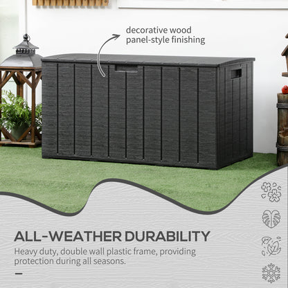 81 Gallon Garden Storage Box, Waterproof  Double Wall Storage Container with Wheels and Handles, Black