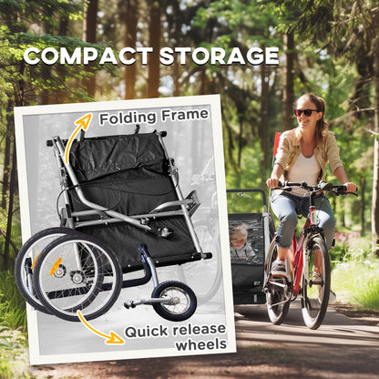 VarietyKart 2-in-1 Bike Trailer for Kids, Foldable 2-Seat Baby Stroller with 5-Point Harness, Rubber Wheels, Storage Bag