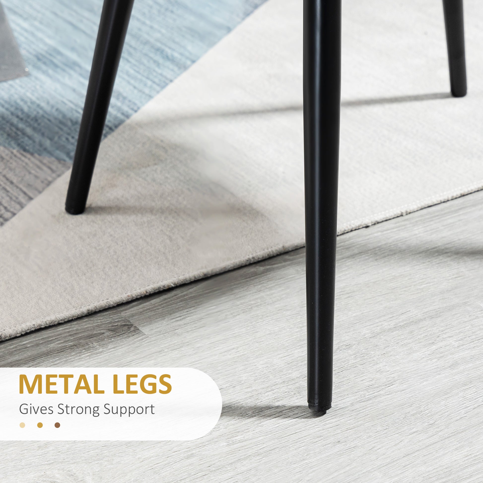 Modern Dining Chairs, Mid-Back Velvet-touch Upholstery Side Chair, Table Chair for Living Room, Dining Room, Black, Set 