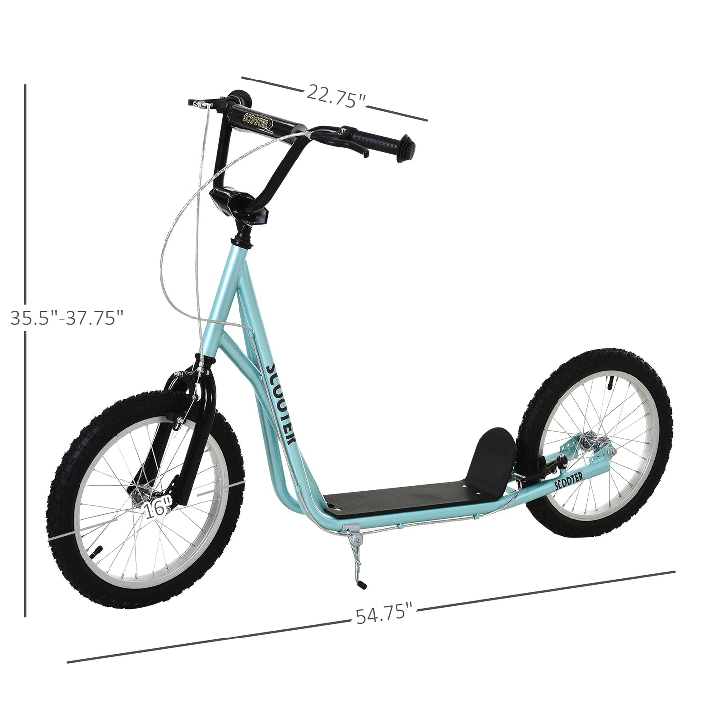 VarietyKart Kids Kick Scooter for 5+ Year Old, Kids Ride on Toy w/ 16'' Inflatable Wheel Dual Brakes, Blue