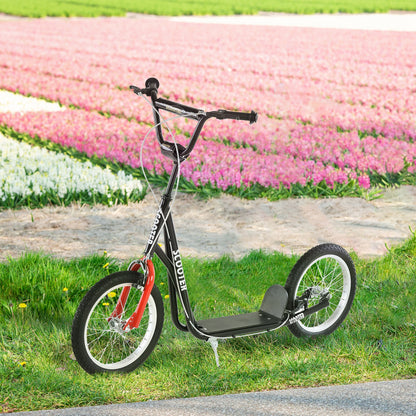 VarietyKart Kids Kick Scooter for 5+ Year Old, Kids Ride on Toy w/ 16'' Inflatable Wheel Dual Brakes, Black