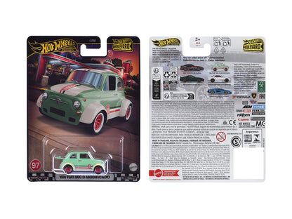 1960's Fiat 500 D Modificado Light Green with Stripes "Boulevard" Series Diecast Model Car by Hot Wheels