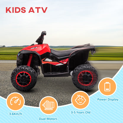 VarietyKart Kids 4 Wheeler Quad with Music, Headlights, High & Low Speed, Kids ATV for 3-5 Years Old Boys & Girl, Red