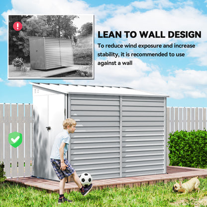 4.6' x 9' Steel Outdoor Storage Shed, Lean to Shed, Metal Tool House with Foundation Kit, Lockable Doors, Gloves and 2 A