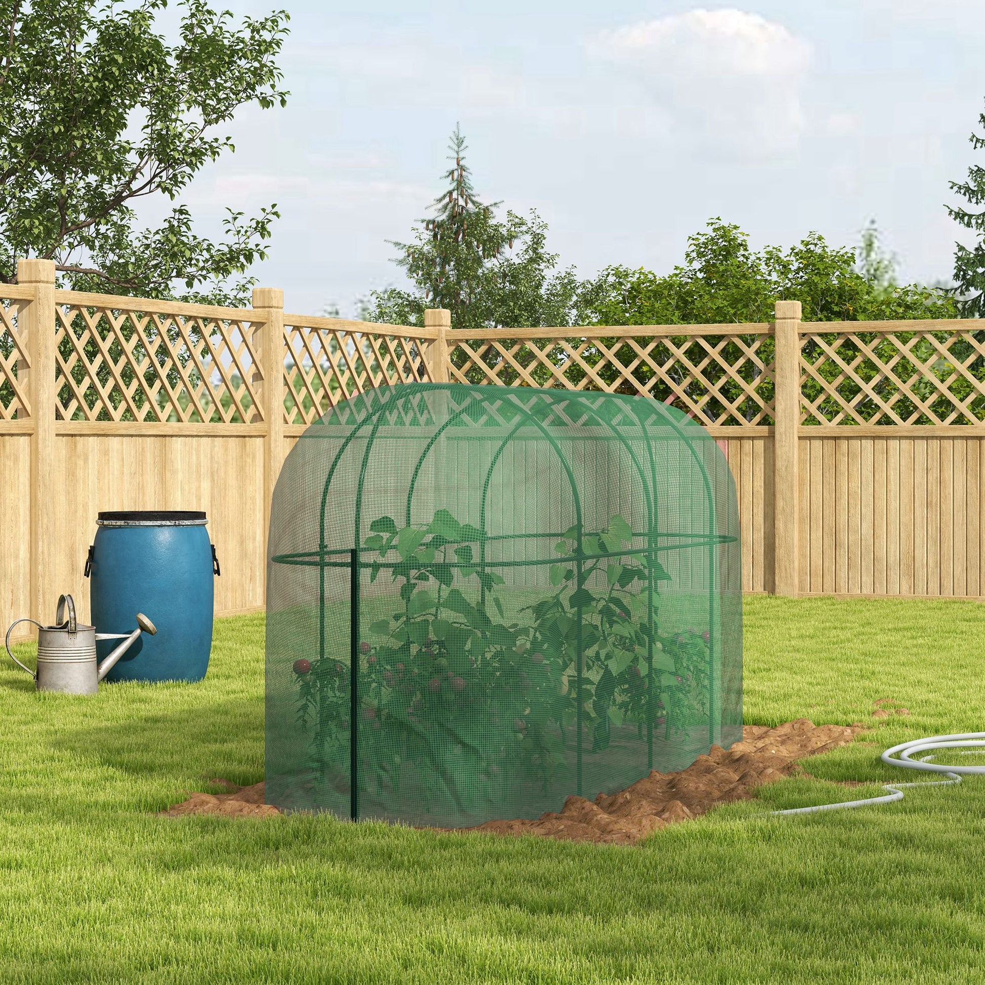 9.8' x 3.3' Plant Protector Tent, Crop Cage with Zipped Door and Ground Stakes for Garden, Yard, Lawn