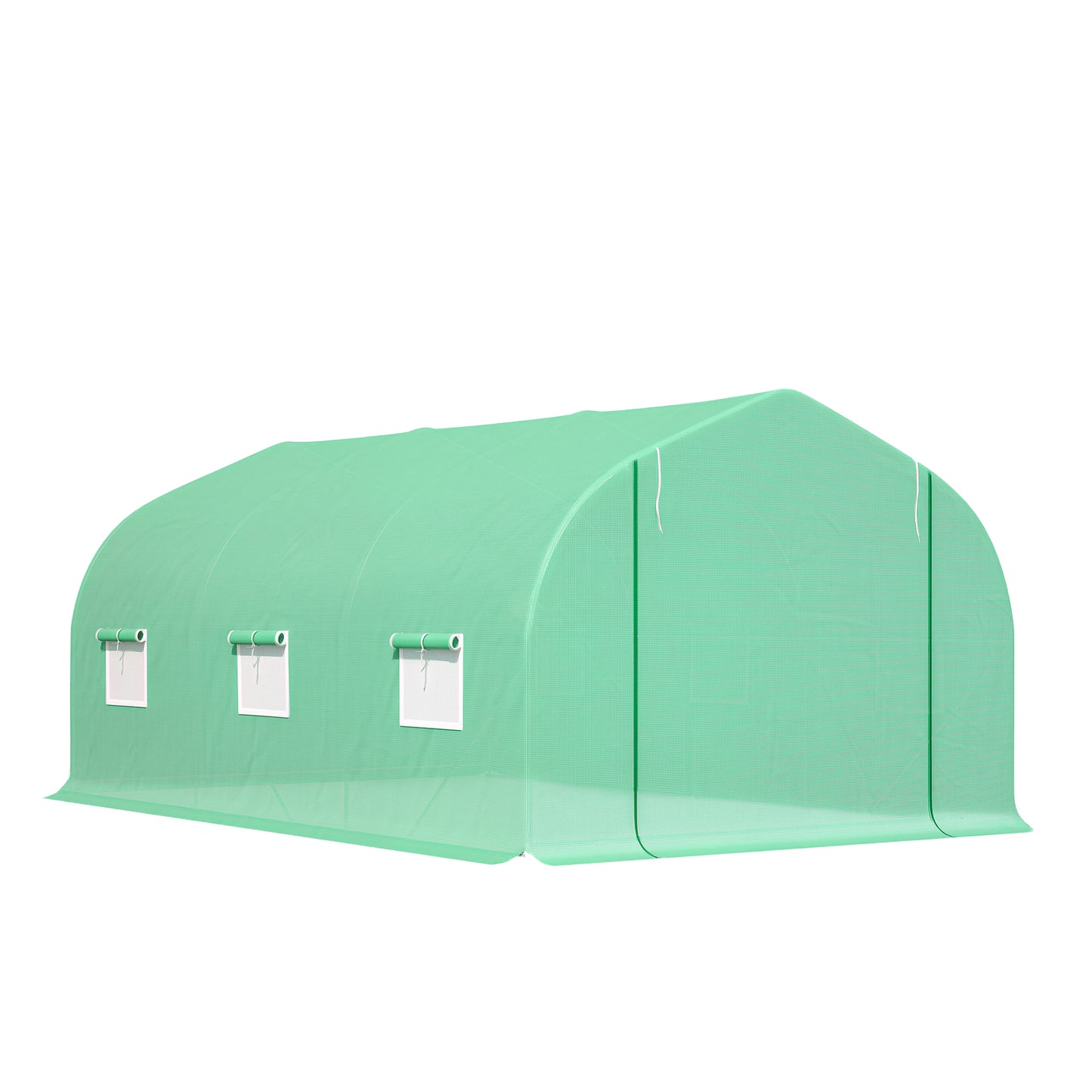 15' x 10' x 7' Walk-in Greenhouse Outdoor Plant Tunnel Warm Hot House w/ Roll Up Door and 6 Mesh Windows, Steel Frame, G